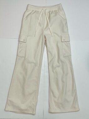 PINK Victoria’s Secret Cream Wide Leg Cargo Sweatpants Size S